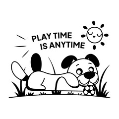 A comic style sticker of dog play time 
