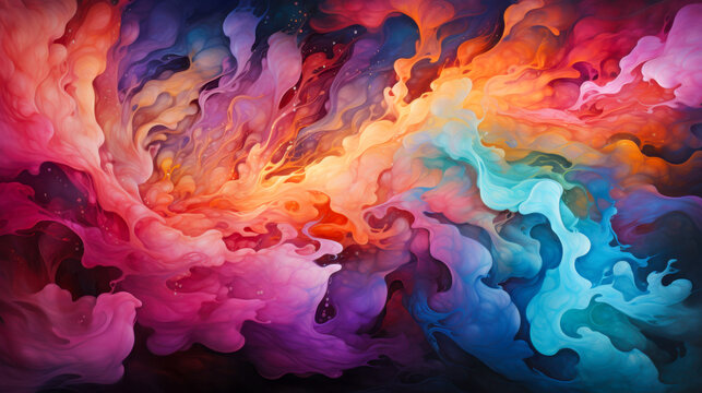 Colorful swirling vortex of clouds creating a mesmerizing visual spectacle in a vibrant artistic representation