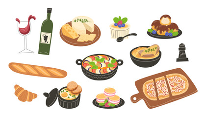 Collection of Traditional French Dishes and Pastries