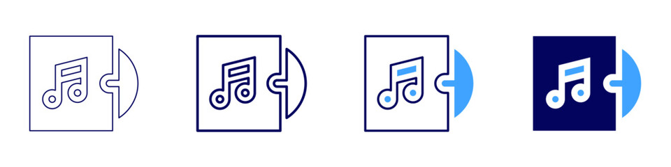 Music album icon in 4 different styles. Thin Line, Line, Bold, and Bold Line. Duotone style. Editable stroke