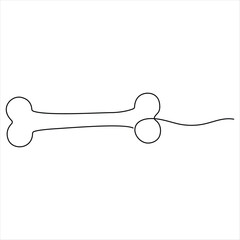 Single line continuous drawing of bone simple human bone line art vector illustration