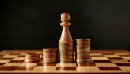 chess pieces with  the coins