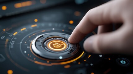 Futuristic virtual dashboard featuring a sleek high tech interface for advanced business analytics data visualization and strategic decision making