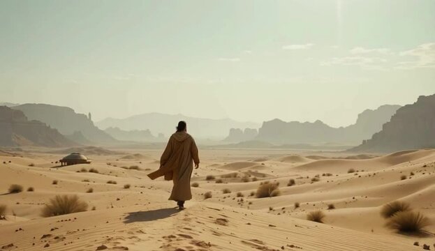 prophet walking in a desert 