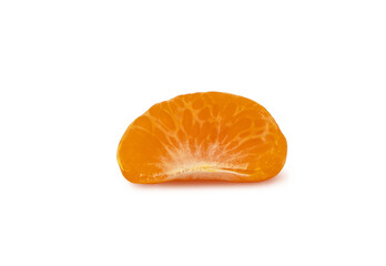 Clementine or tangerine slice isolated on white background with full depth of field.