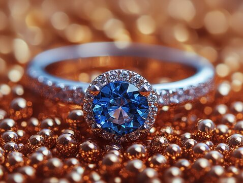 A stunning gold ring with a sparkling blue sapphire, ideal for elegant jewelry collections and special occasions