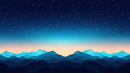 Fototapeta premium Serene Mountain Landscape Under Starry Night Sky with Gradient Colors