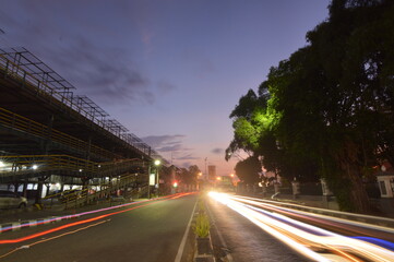 Motion blur night traffic at night