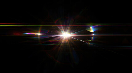 prism light lens flare effect on black background