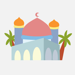 Simple mosque hand drawn design illustration isolated on white background. colorful mosque image.
