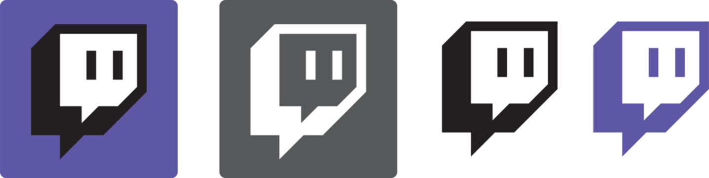 collection of Twitch logos, showcasing various versions of the streaming platform's branding. Ideal for media, entertainment, and gaming-related content.