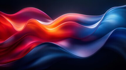 Glowing fluid waves in contrasting colors of red and blue. Generative AI