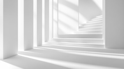 White backdrop with clean shapes and light.