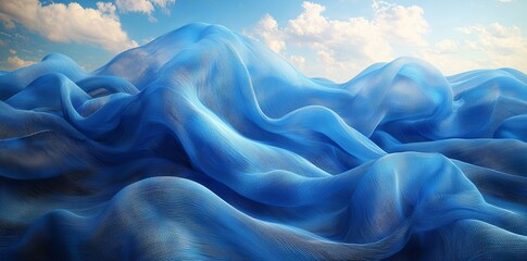 Obraz premium Curtain in motion Bluish sky Slow-motion video