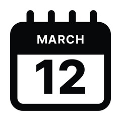 March 12 calendar icon design vector illustration