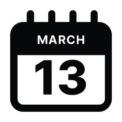 March 13 calendar icon design vector illustration