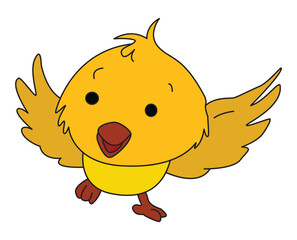 Yellow bird isolated on white background