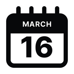 March 16 calendar icon design vector illustration
