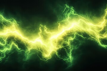 Fototapeta premium Electrifying green energy waves create a dynamic visual display in dark background
