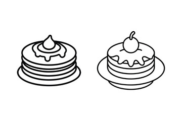 pancakes vector outline illustration