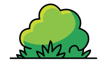  A 2d cartoon alone green bush vector icon, Cartoon Green Bush Vector Icon – Simple Nature Element, 2D Cartoon Bush Illustration – Minimalist Nature Icon, Minimalist Cartoon Icon – 2D Vector Bush