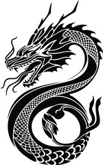 dragon snake Chinese New Year mascot logo design concept line vector illustration white background