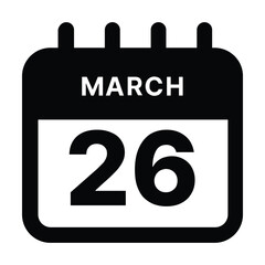 March 26 calendar icon design vector illustration