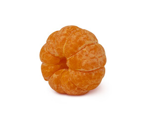Whole peeled tangerine isolated on white. Peeled mandarin with shadow