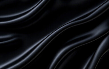 Obraz premium Luxurious black satin drapes background silk fabric drape
