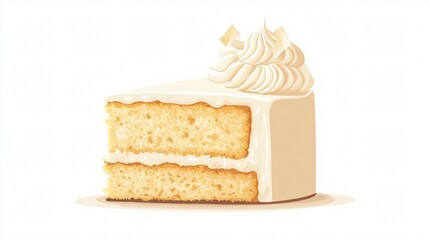 Delicious Birthday Cake with Cream Icing for Celebrating Special Occasions - Flat Vector Illustration