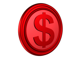 Red Dollar Symbol 3D