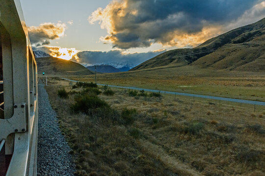 Mountains along TranzAlpine & Coastal Pacific "Kiwi Rail", New Zealand
