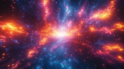 Naklejka premium Surreal explosion of colorful lightning bolts in cosmic space. Generative AI