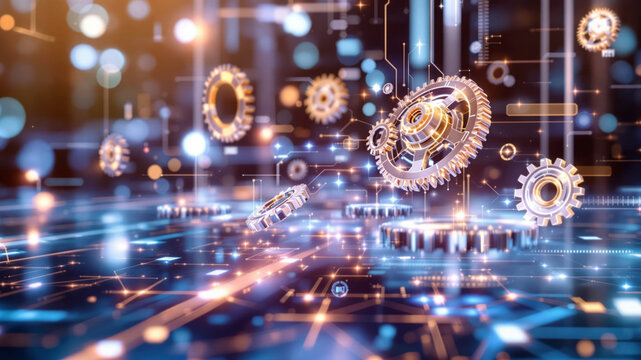 Cutting-Edge Technology Concept Illustration with Floating Digital Components