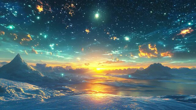 Dreamlike Horizon Beneath a Cosmic Sky - made with Generative AI