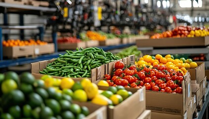 Obraz premium A large food processing plant is set up to process fruits and vegetables