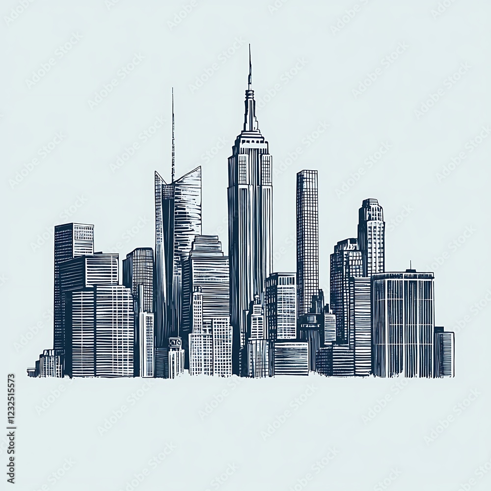 Canvas Prints Hand-drawn New York City skyline illustration