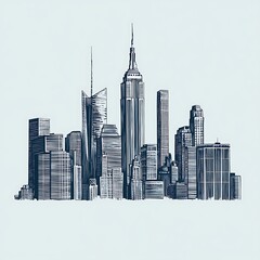 Hand-drawn New York City skyline illustration