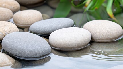 Fototapeta premium Smooth Stones in Calm Water Zen Garden