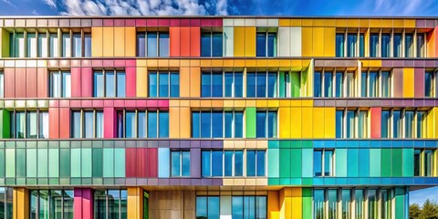 Abstract color palettes define breathtaking modern building facades; architectural photography captures the stunning blended hues.