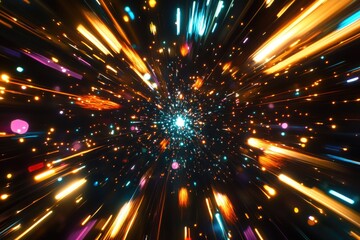 Naklejka premium Cosmic Explosion - Abstract Star Field with Lights and Colors