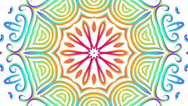 caleidoscope classic gradient circle flower art pattern of traditional tenun batik ethnic dayak ornament for animation ads	