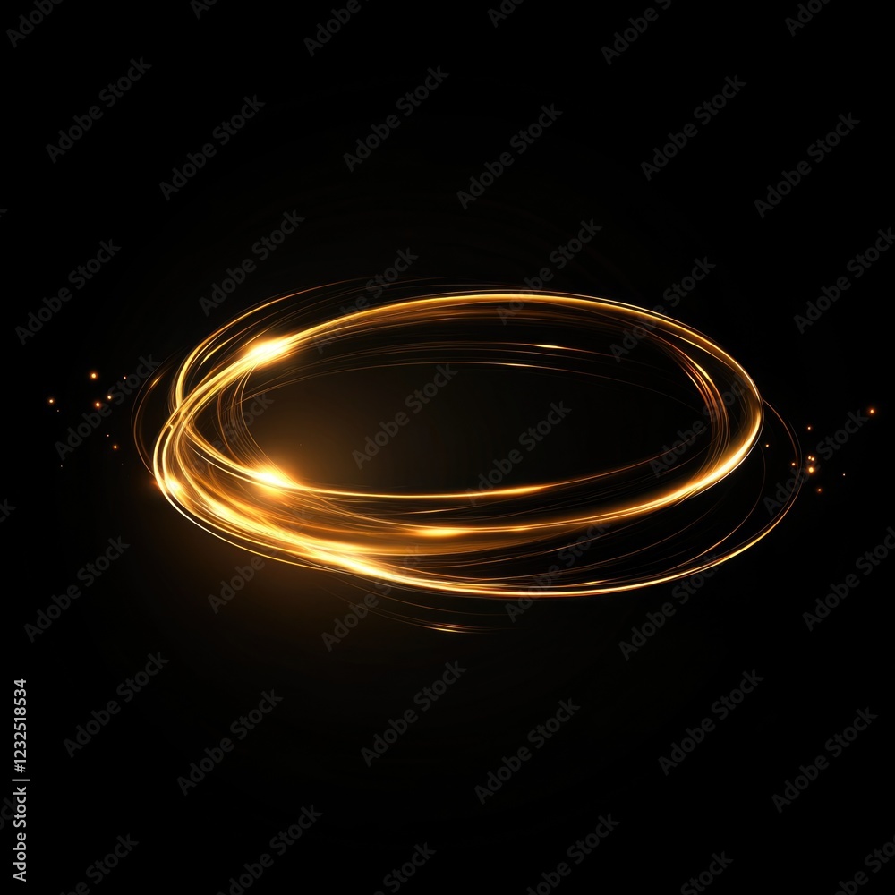 Poster 3d Illustration of Golden Light Particles