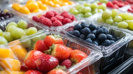 A Colorful Assortment of Fresh Fruits in Plastic Containers