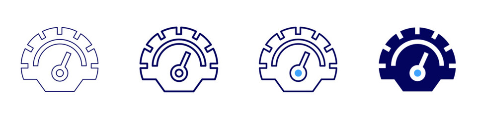 Digital speedometer icon in 4 different styles. Thin Line, Line, Bold, and Bold Line. Duotone style. Editable stroke