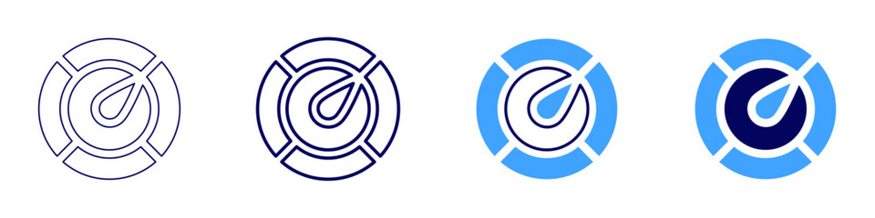 Electronic speedometer icon in 4 different styles. Thin Line, Line, Bold, and Bold Line. Duotone style. Editable stroke