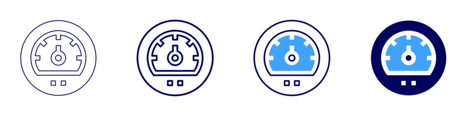 Mini speedometer icon in 4 different styles. Thin Line, Line, Bold, and Bold Line. Duotone style. Editable stroke