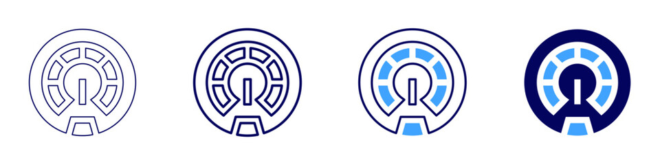 Portable speedometer icon in 4 different styles. Thin Line, Line, Bold, and Bold Line. Duotone style. Editable stroke
