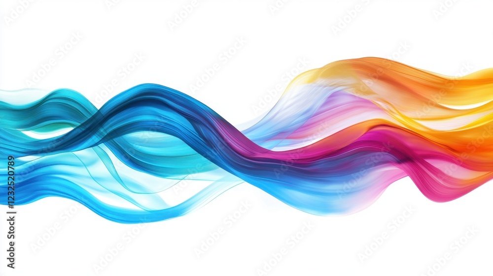 Wall mural color abstract waves background. rainbow curve lines illustration isolated on white. luxury colorful