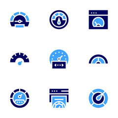 Speedometer icon set. Bold style. Duotone colors. meter, speedometer, gas, coding